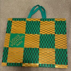 Louis Vuitton Green and Gold Checkered shopping bag